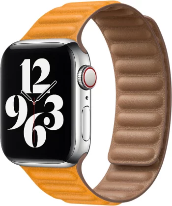 Кожаный браслет Watch 44 мм, размер S/M, «золотой апельсин»(Кожаный браслет Watch 44 мм, размер S/M, «золотой апельсин»)